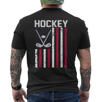 American Flag Hockey Apparel 4Th July Boys Father's Day Men's T-shirt Back Print - Monsterry