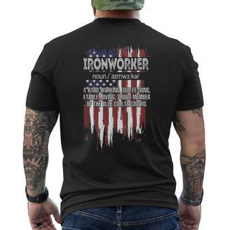 American Flag Ironworker Definition Father's Day Men's T-shirt Back Print | Mazezy