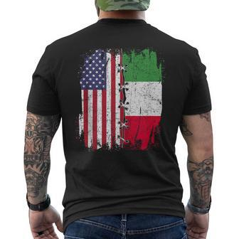 American Flag With Italian Flag Italy Men's T-shirt Back Print | Mazezy