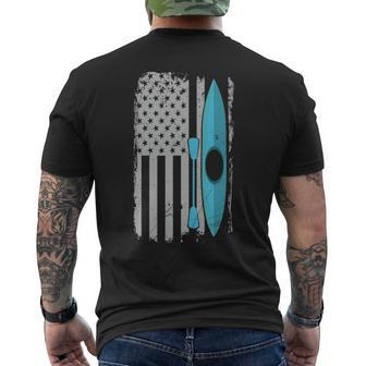 American Flag Kayak Distressed Patriotic Kayaker Men's T-shirt Back Print | Mazezy
