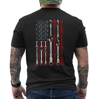 American Flag Mechanic Patriotic Mechanic Usa Flag Men's T-shirt Back Print - Monsterry AU