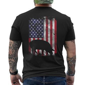 American Flag Pig Vintage Farm Animal Patriotic Piggy Men's T-shirt Back Print | Mazezy