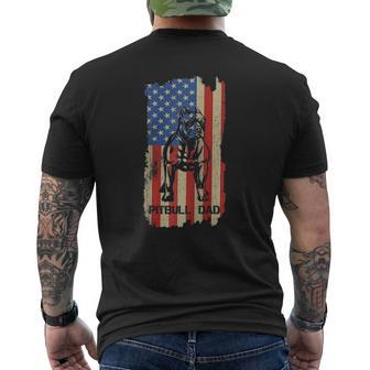 American Flag Pitbull Dad Cool Dog Daddy Patriot 4Th July Mens Back Print T-shirt | Mazezy UK