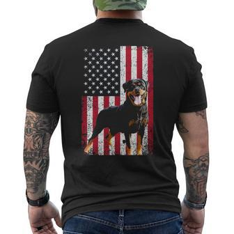 American Flag Rottweiler Dog Lover 4Th Of July Dog Men's T-shirt Back Print | Mazezy