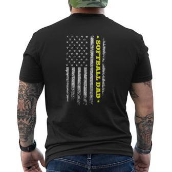 American Flag Softball Dad Father's Day Independence Day Mens Back Print T-shirt | Mazezy