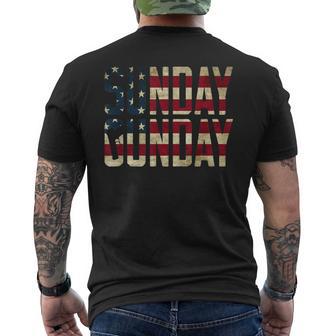 American Flag Sunday Gunday Gun Pistol Firearms Men's T-shirt Back Print - Monsterry