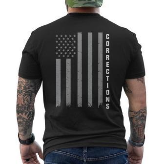 American Flag Thin Silver Line Correction Officer Men's T-shirt Back Print - Monsterry UK