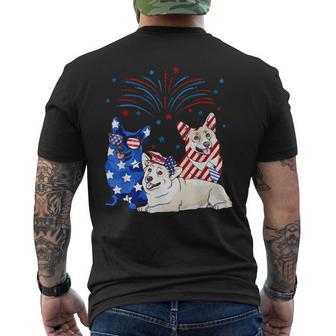 American Flag Usa 4Th Of July Corgi Men's T-shirt Back Print - Monsterry DE