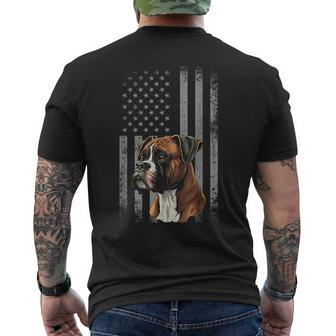 American Flag Usa Patriot Boxer Dog Dad Men's T-shirt Back Print | Mazezy