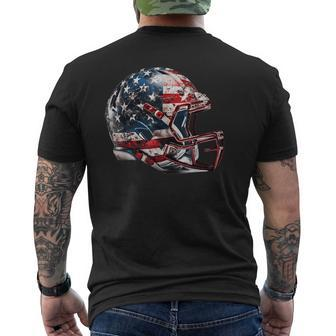 American Football Helmet Us Flag Men's T-shirt Back Print - Thegiftio