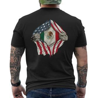 American Grown Mexican Roots Usa Mexico Flag Love Men's T-shirt Back Print - Monsterry DE