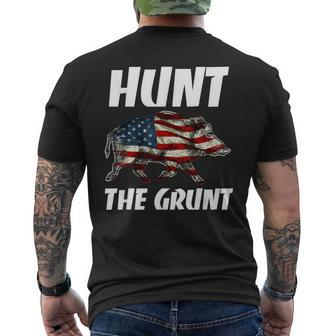 American Hunt The Grunt Hog Vintage Wild Boar Hunting Dad Men's T-shirt Back Print - Monsterry