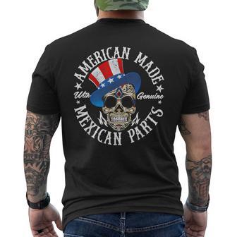 American Made With Genuine Mexican Parts Skull Men's T-shirt Back Print - Monsterry