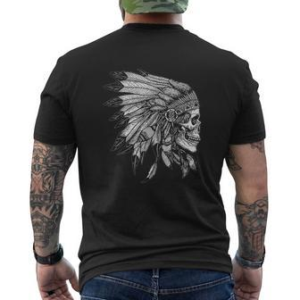 American Motorcycle Skull Native Indian Eagle Chief Vintage Mens Back Print T-shirt - Seseable