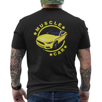 American Muscle Yellow Car Car Lover Mens Back Print T-shirt | Mazezy
