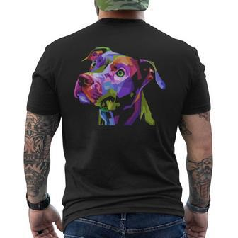 American Pitbull Terrier Pop Art Portrait For Dog Owners Men's T-shirt Back Print | Mazezy