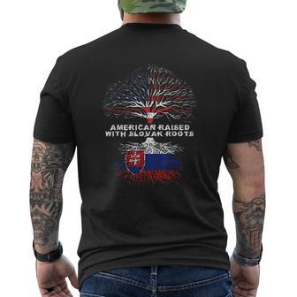 American Raised With Slovak Roots Slovakia Mens Back Print T-shirt - Seseable