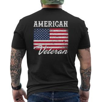 American Veteran Flag For Dad And Grandpa 4Th Of July Mens Back Print T-shirt | Mazezy