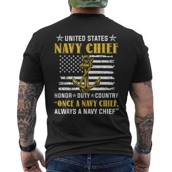 American Veteran Once A Navy Chief Always A Navy Chief Men's T-shirt Back Print - Monsterry UK