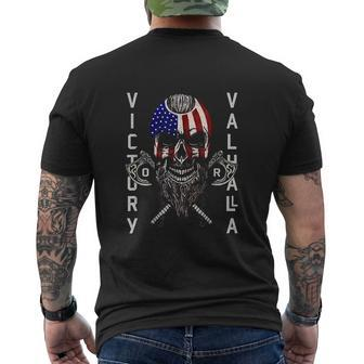 American Viking Victory Valhalla And Skull Flag Mens Back Print T-shirt | Mazezy
