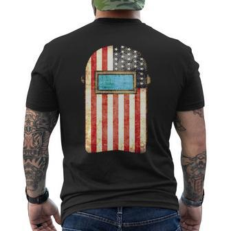American Welder Us Flag Welding Hood Men's T-shirt Back Print | Mazezy