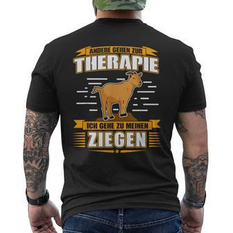 Andere Gehen Zur Therapie Ich Gehe Zu Meinen Ziegen Black T-Shirt mit Rückendruck - Seseable