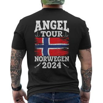 Angel Tour Norway 2024 Fishing Team Norway Flag Angler T-Shirt mit Rückendruck - Seseable