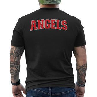 Angels California Souvenir Trip College Style Red Text Men's T-shirt Back Print - Monsterry