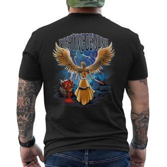 Angels Fighting Demons Good Vs Evil Men's T-shirt Back Print - Monsterry CA