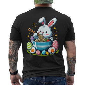 Anime Easter Bunny Eating Ramen Noodles With Easter Eggs Men's T-shirt Back Print - Seseable