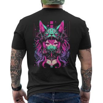 Anime Manga Cyberpunk Aesthetic Techwear Harajuku Wolf Men's T-shirt Back Print - Thegiftio