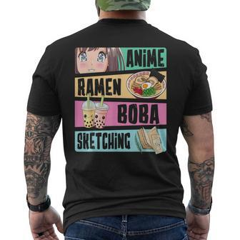 Anime Ramen Boba Sketching Kawaii Anime Lover Merch Men's T-shirt Back Print | Mazezy