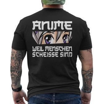 Anime Weil Ich Menschen Hasse Saying Manga T-Shirt mit Rückendruck - Seseable
