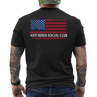 Anti Biden Social Club American Flag Retro Vintage Men's T-shirt Back Print - Monsterry