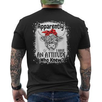 Apparently I Have An Attitude Who Knew Bleached Highland Cow Men's T-shirt Back Print - Monsterry AU