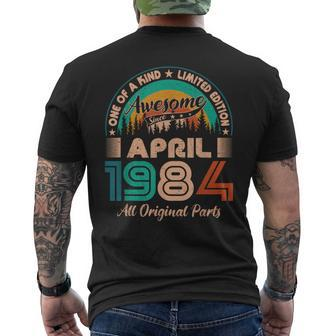 April 1984 Birthday Awesome Since April 1984 Men's T-shirt Back Print - Monsterry