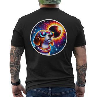 April 2024 Solar Eclipse Dog Wearing Solar Eclipse Glasses Men's T-shirt Back Print - Monsterry