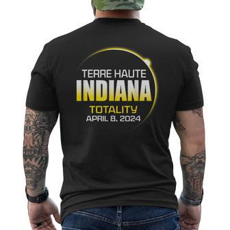 April 2024 Total Solar Totality Eclipse Terre Haute Indiana Men's T-shirt Back Print - Seseable