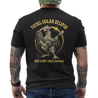April 8 2024 Total Solar Eclipse In Arkansas Guitar Rooster Men's T-shirt Back Print | Mazezy