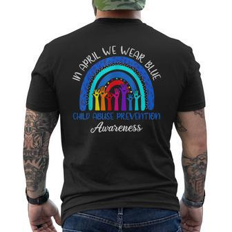 In April We Wear Blue Child Abuse Awareness Rainbow Men's T-shirt Back Print - Thegiftio UK