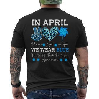 April Wear Blue Child Abuse Prevention Child Abuse Awareness Men's T-shirt Back Print | Mazezy