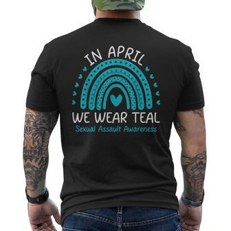 In April We Wear Teal Sexual Assault Awareness Month Men's T-shirt Back Print | Seseable CA