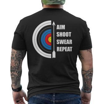 Archery Aim Shoot Swear Repeat Target Arrow Men's T-shirt Back Print | Mazezy