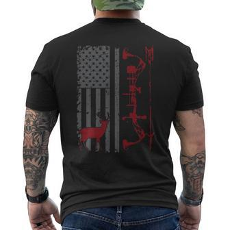 Archery Bow Hunter American Flag Buckwear Buck Men's T-shirt Back Print | Mazezy