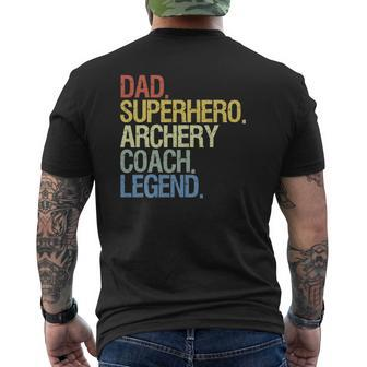 Archery Coach Dad Superhero Archery Coach Legend Mens Back Print T-shirt - Thegiftio UK