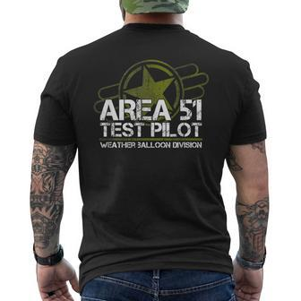 Area 51 Ufo Test Pilot Alien Roswell Weather Balloon Men's T-shirt Back Print - Monsterry