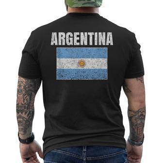Argentinian Flag Vintage Argentina Map Country Men's T-shirt Back Print - Monsterry