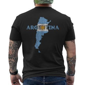 Argentinian Map And Flag Souvenir Distressed Argentina Men's T-shirt Back Print - Monsterry CA