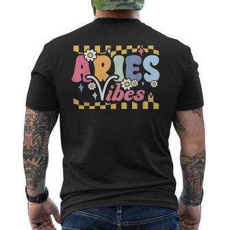Aries Vibes Zodiac March April Birthday Astrology Groovy Men's T-shirt Back Print | Mazezy UK