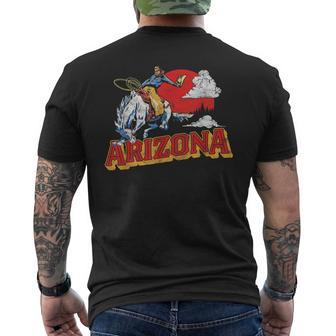 Arizona Retro Bronco Riding Cowboy Vintage Graphic Men's T-shirt Back Print - Monsterry UK
